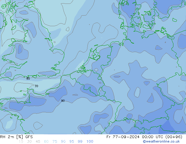 RH 2m GFS пт 27.09.2024 00 UTC