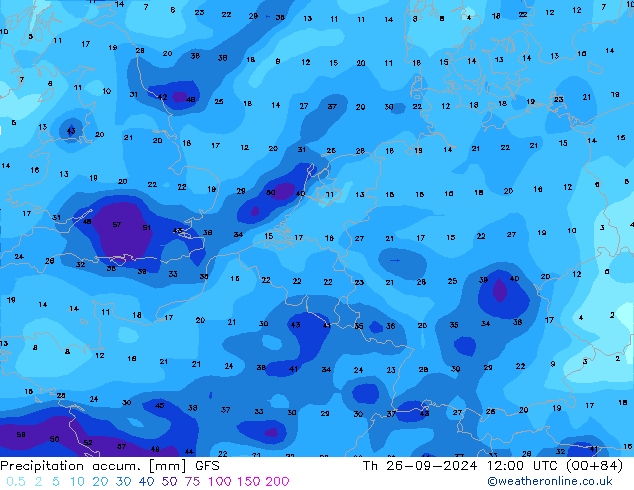 Precipitation accum. GFS чт 26.09.2024 12 UTC