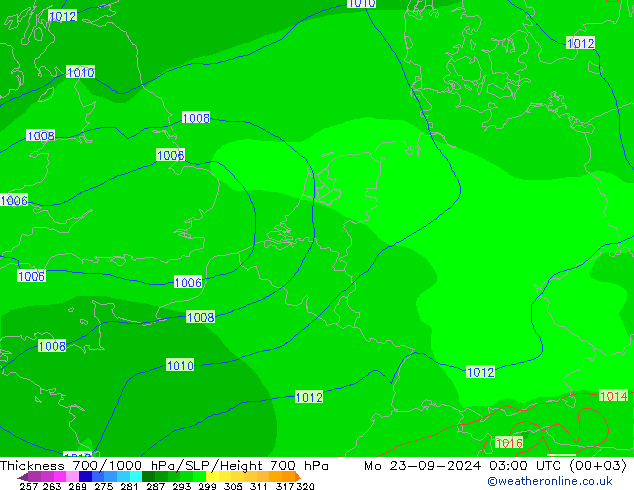 Thck 700-1000 hPa GFS Seg 23.09.2024 03 UTC