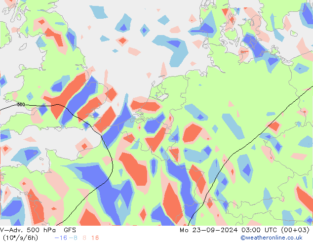 V-Adv. 500 гПа GFS пн 23.09.2024 03 UTC