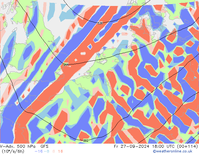 V-Adv. 500 hPa GFS Fr 27.09.2024 18 UTC