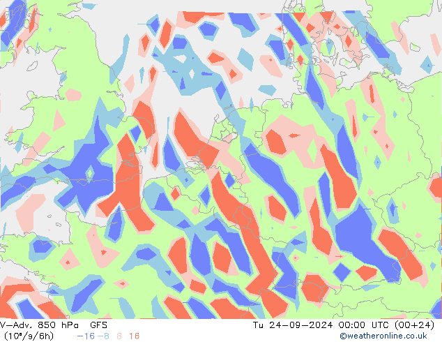 V-Adv. 850 hPa GFS Sa 24.09.2024 00 UTC