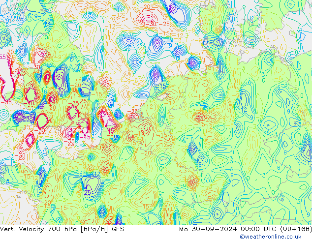 Vert. Velocity 700 hPa GFS lun 30.09.2024 00 UTC