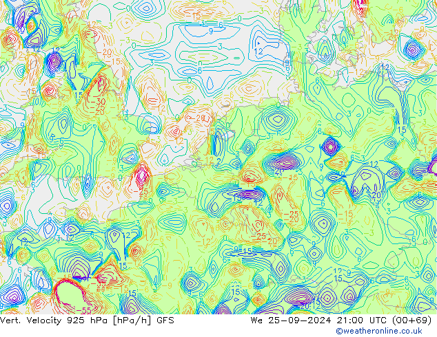 Vert. Velocity 925 hPa GFS St 25.09.2024 21 UTC