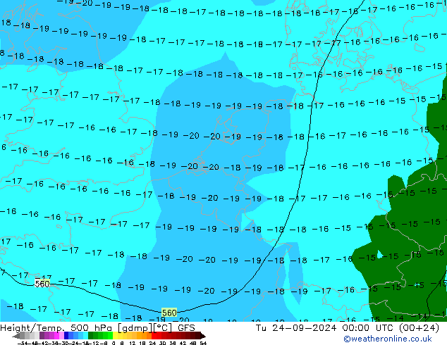 Géop./Temp. 500 hPa GFS mar 24.09.2024 00 UTC