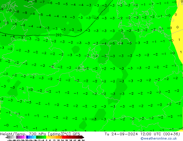 Height/Temp. 700 hPa GFS Tu 24.09.2024 12 UTC