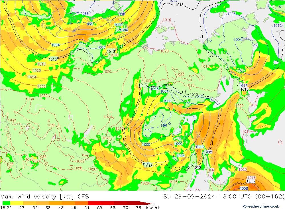 Max. wind velocity GFS Ne 29.09.2024 18 UTC