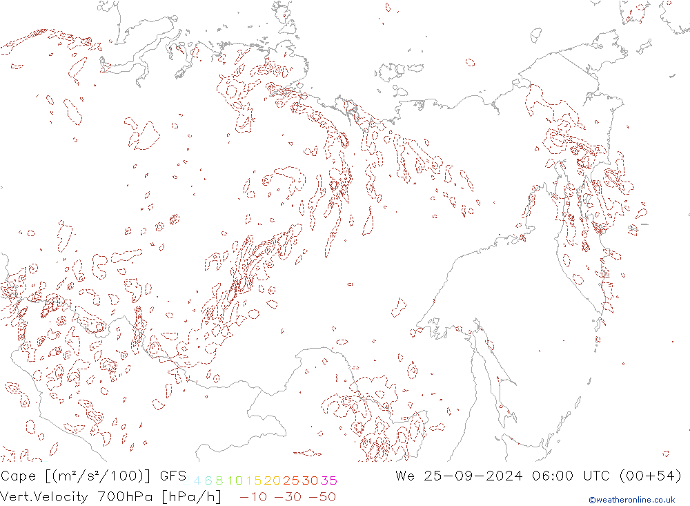 Cape GFS mié 25.09.2024 06 UTC