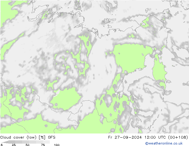 облака (низкий) GFS пт 27.09.2024 12 UTC