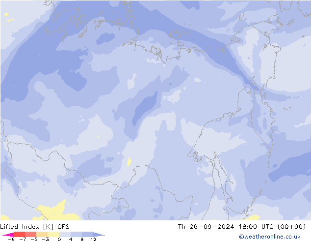 Lifted Index GFS Čt 26.09.2024 18 UTC