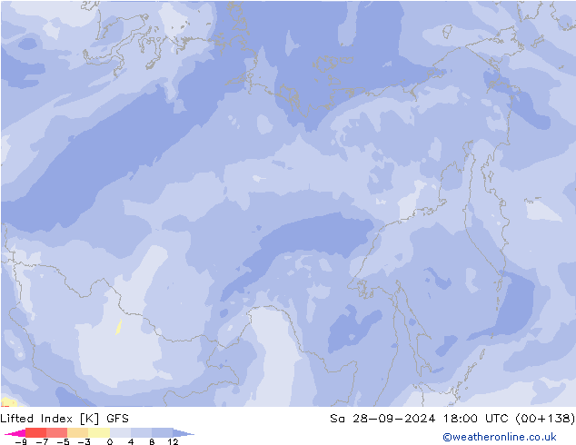 Lifted Index GFS Sáb 28.09.2024 18 UTC