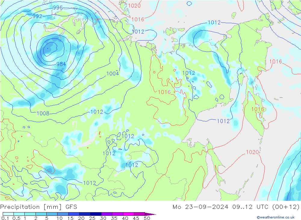 Neerslag GFS ma 23.09.2024 12 UTC