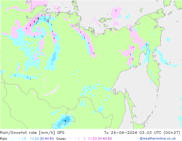 Rain/Snowfall rate GFS Tu 24.09.2024 03 UTC