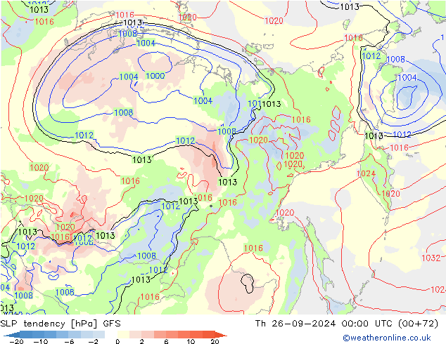 SLP tendency GFS Th 26.09.2024 00 UTC