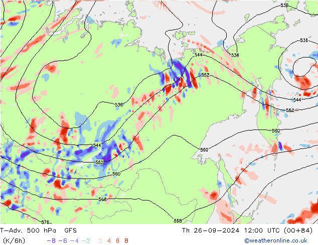 T-Adv. 500 гПа GFS чт 26.09.2024 12 UTC