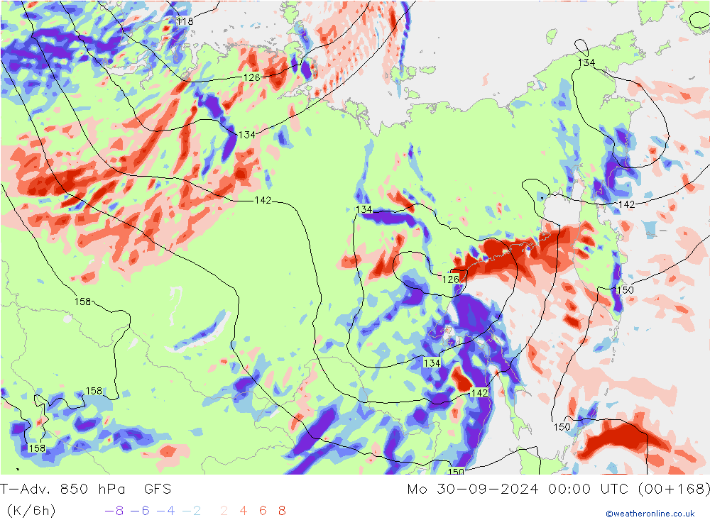 T-Adv. 850 hPa GFS  30.09.2024 00 UTC