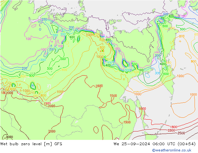 Theta-W Sıfır Seviyesi GFS Çar 25.09.2024 06 UTC