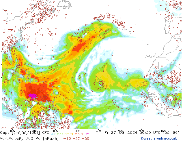 Cape GFS ven 27.09.2024 00 UTC