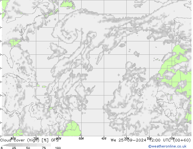 Bulutlar (yüksek) GFS Çar 25.09.2024 12 UTC