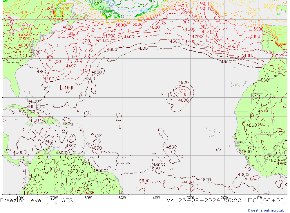 Freezing level GFS Mo 23.09.2024 06 UTC