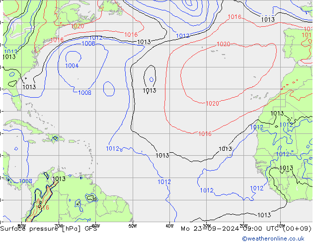 Surface pressure GFS Mo 23.09.2024 09 UTC