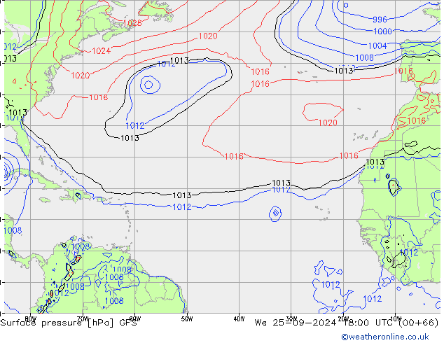 Surface pressure GFS We 25.09.2024 18 UTC