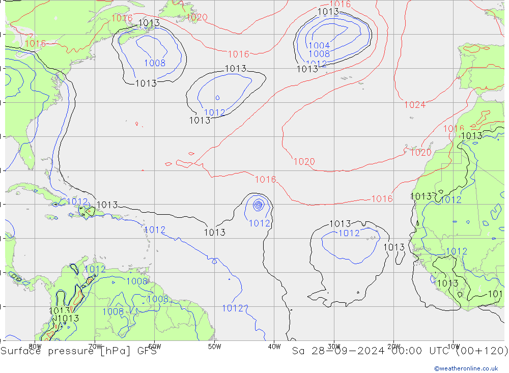 Surface pressure GFS Sa 28.09.2024 00 UTC