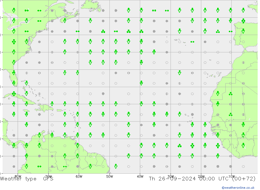 Tipo de precipitación GFS jue 26.09.2024 00 UTC