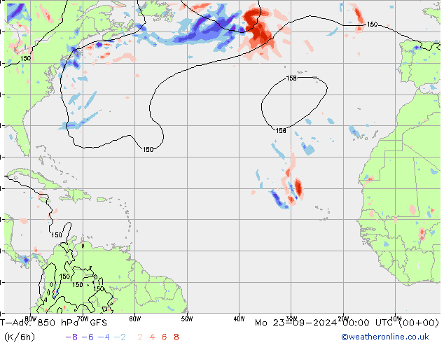 T-Adv. 850 hPa GFS Mo 23.09.2024 00 UTC