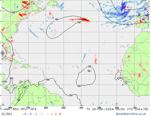 T-Adv. 850 hPa GFS Do 26.09.2024 06 UTC