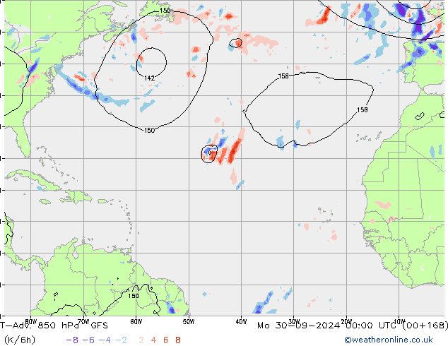 T-Adv. 850 hPa GFS ma 30.09.2024 00 UTC