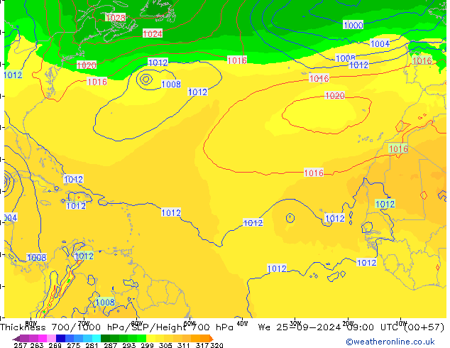 Thck 700-1000 hPa GFS  25.09.2024 09 UTC