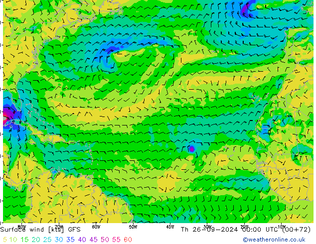 Vento 10 m GFS gio 26.09.2024 00 UTC