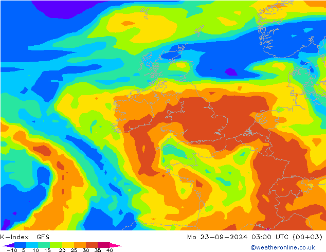 K-Index GFS pon. 23.09.2024 03 UTC