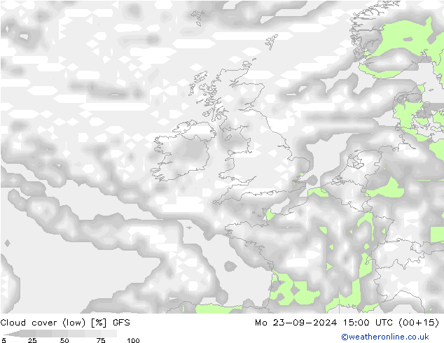 облака (низкий) GFS пн 23.09.2024 15 UTC