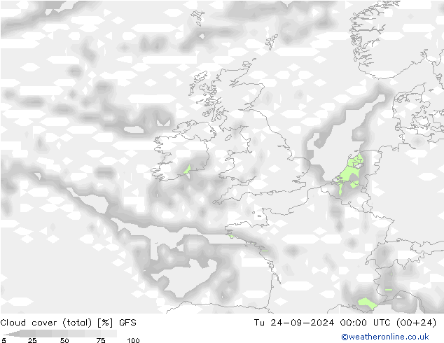 Wolken (gesamt) GFS Di 24.09.2024 00 UTC