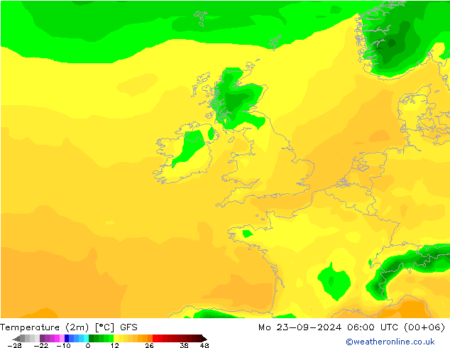 карта температуры GFS пн 23.09.2024 06 UTC