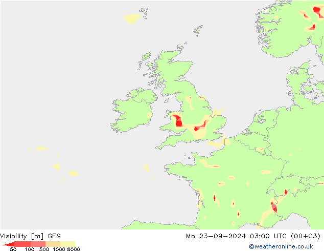 Dohlednost GFS Po 23.09.2024 03 UTC