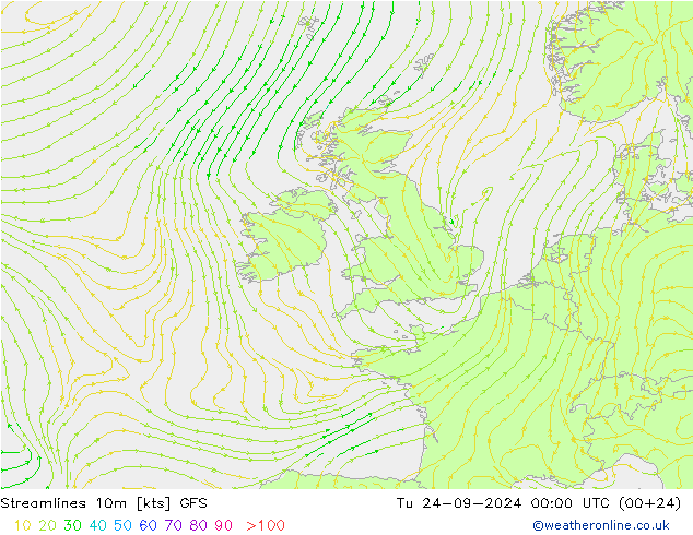 Rüzgar 10m GFS Sa 24.09.2024 00 UTC