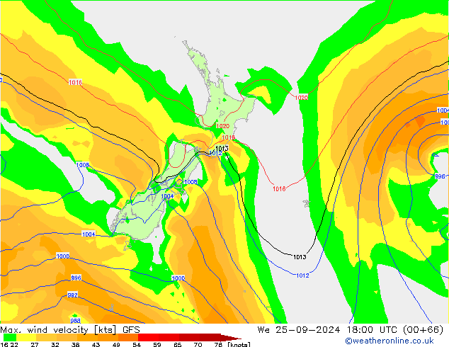 Max. wind velocity GFS St 25.09.2024 18 UTC