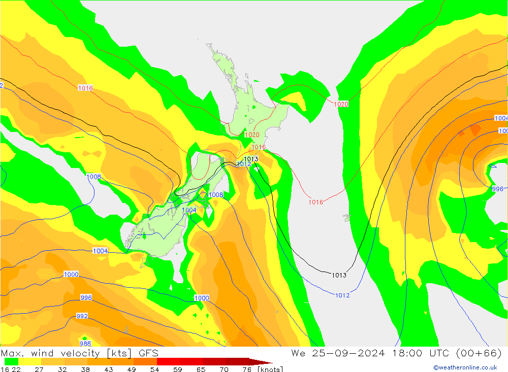 Max. wind velocity GFS St 25.09.2024 18 UTC