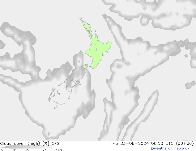 Bewolking (Hoog) GFS ma 23.09.2024 06 UTC