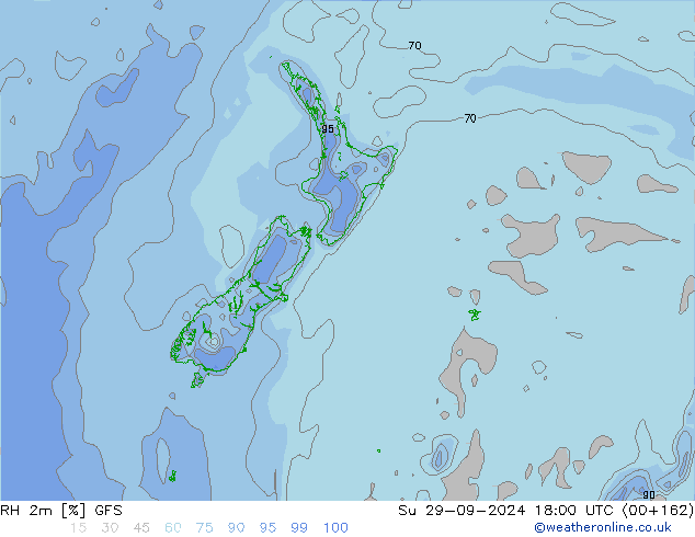 RH 2m GFS nie. 29.09.2024 18 UTC