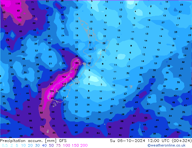 Precipitation accum. GFS  06.10.2024 12 UTC