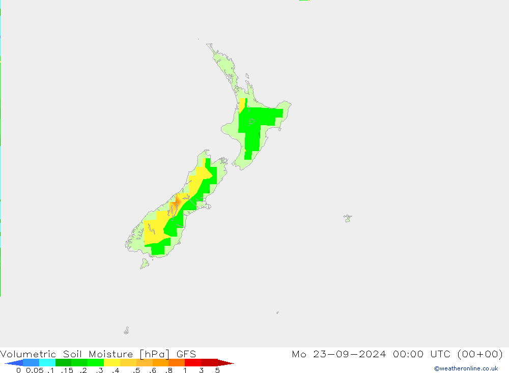 Volumetric Soil Moisture GFS lun 23.09.2024 00 UTC