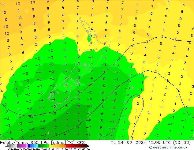 Height/Temp. 850 hPa GFS Tu 24.09.2024 12 UTC