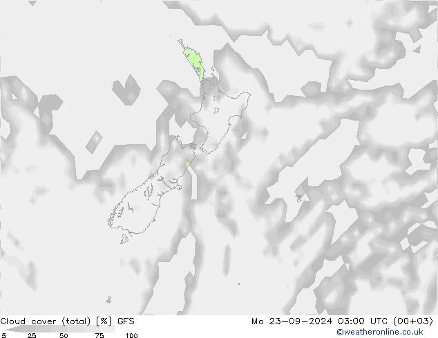 Nubes (total) GFS lun 23.09.2024 03 UTC