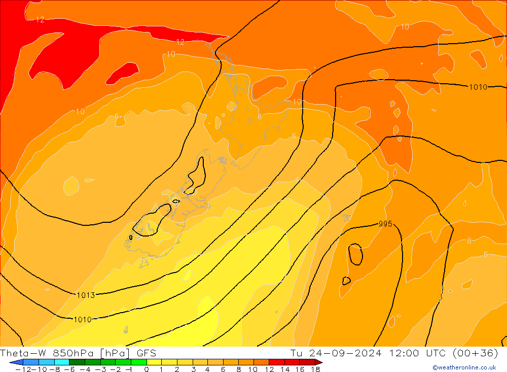 Theta-W 850hPa GFS  24.09.2024 12 UTC