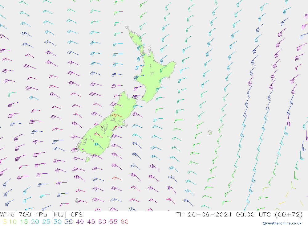 Wind 700 hPa GFS do 26.09.2024 00 UTC