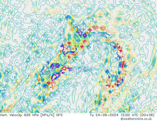 Vert. Velocity 925 гПа GFS вт 24.09.2024 12 UTC